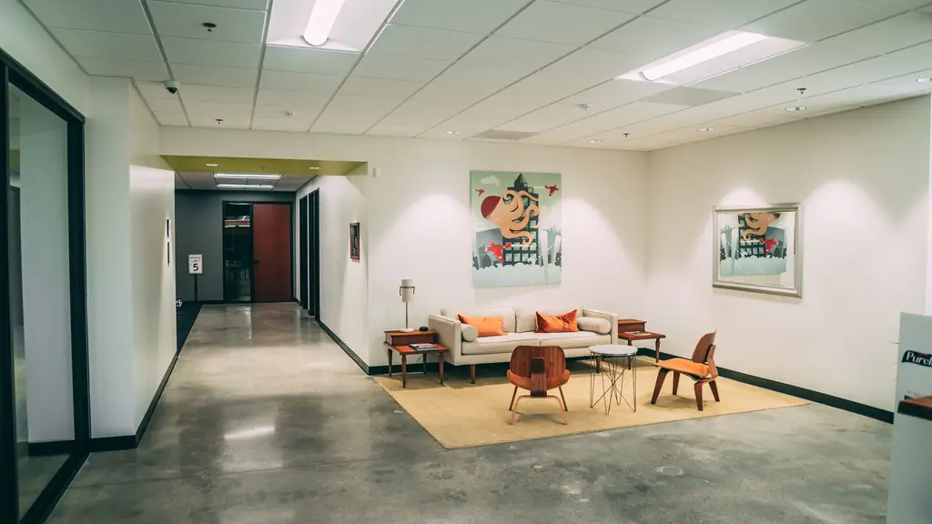 Polished concrete corridor and lounge at the OctoClean headquarters in Riverside